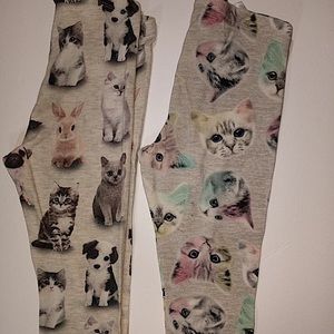Two Pairs Kitty Cat Pants Size 7/8